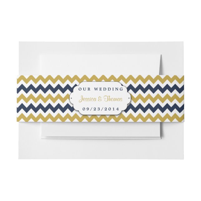 Bandeau De Faire-part La collection Mariage moderne Chevron - Marine & G (Devant Example)