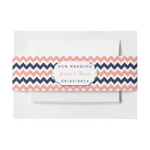 Bandeau De Faire-part La collection Mariage moderne Chevron - Rose & Nav
