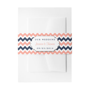 Bandeau De Faire-part La collection Mariage moderne Chevron - Rose & Nav