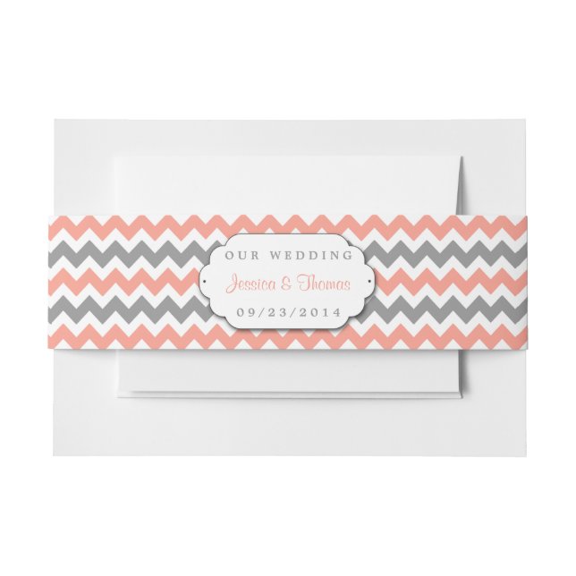Bandeau De Faire-part La collection moderne de Mariages Chevron - rose e (Devant Example)