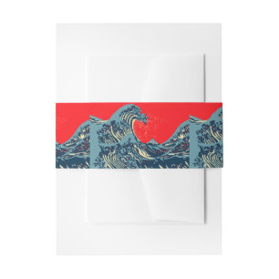 Bandeau De Faire-part La Grande vague Hokusai dans le style art de l'esp