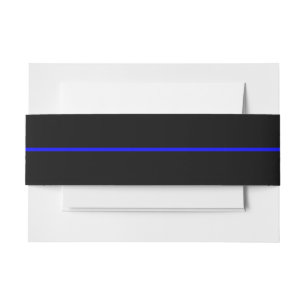 Bandeau De Faire-part La Ligne Bleue Mince Symbolique sur Noir Solide