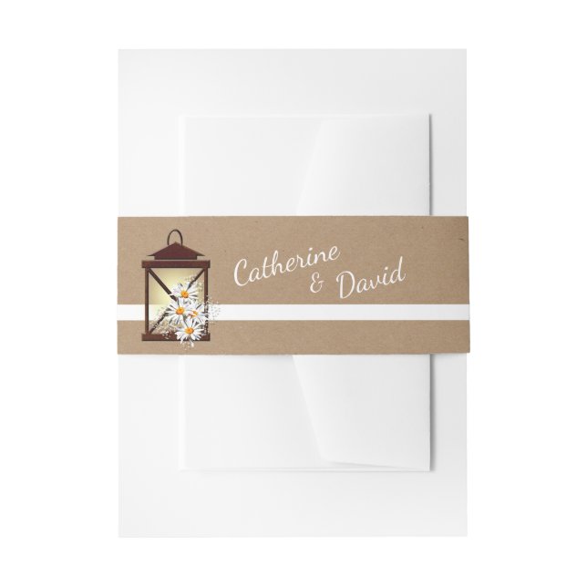 Bandeau De Faire-part Lanterne rustique avec marguerites (Devant example)