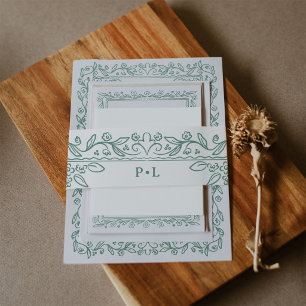 Bandeau De Faire-part L'art en ligne botanique Mariage blanc et sauge
