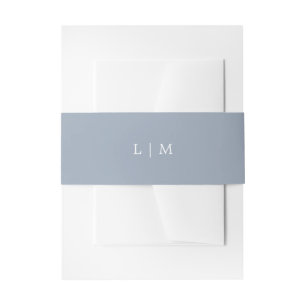 Bandeau De Faire-part Lauren Dusty Blue Monogram Mariage élégant