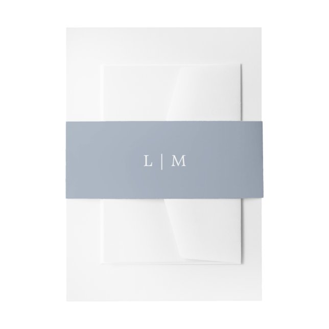 Bandeau De Faire-part Lauren Dusty Blue Monogram Mariage élégant (Devant example)