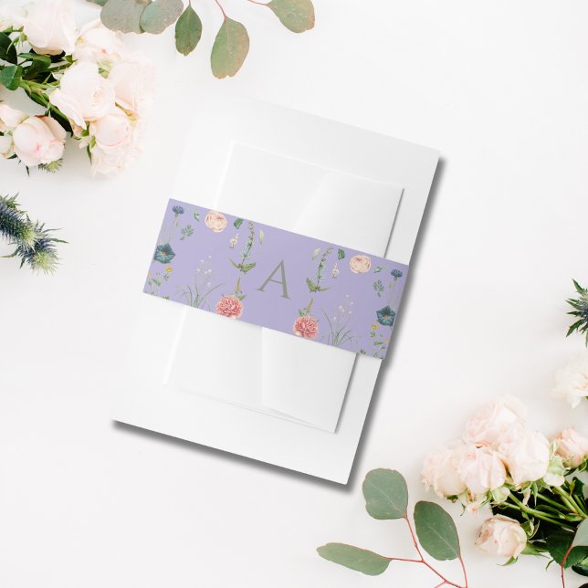 Bandeau De Faire-part Lavande et Sage Green Monogramme Jardin Mariage (Créateur téléchargé)