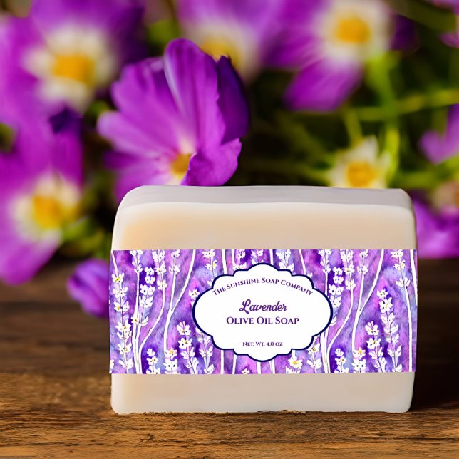 Bandeau De Faire-part Lavande Florale Aquarelle Bande du ventre (Créateur téléchargé)