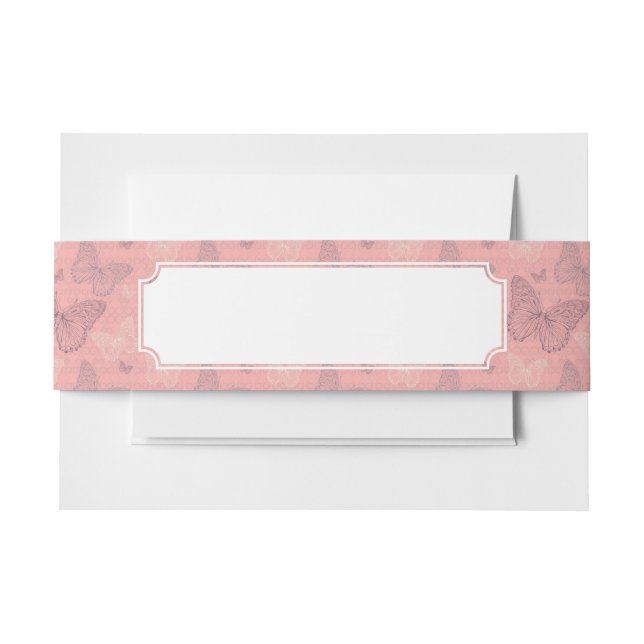 Bandeau De Faire-part Le rose de papillon (Devant Example)