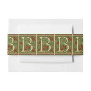 Bandeau De Faire-part Lettre B à monogramme de William Morris Fleurs Rou