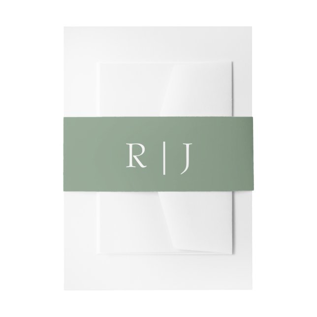 Bandeau De Faire-part Lettres Monogramme vert Sage Mariage Fiançailles (Devant example)
