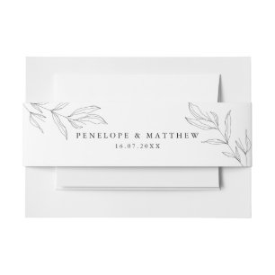 Bandeau De Faire-part Ligne Dessin Folif Feuilles Bandes du ventre