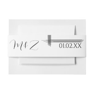 Bandeau De Faire-part Lignes abstraites Script Mariage Noir Blanc