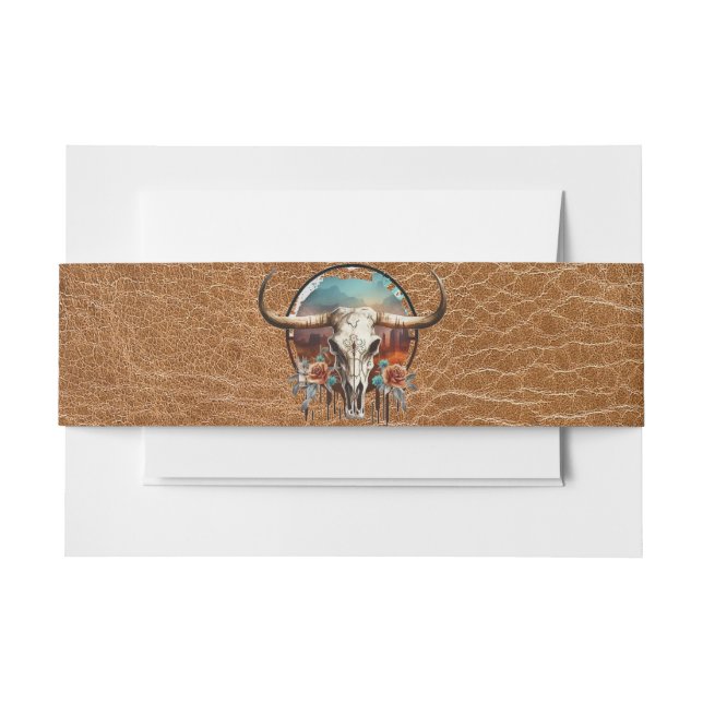 Bandeau De Faire-part Longhorn Steer Medallion Belly Band (Devant Example)