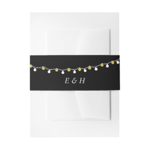 Bandeau De Faire-part Lumières à cordes modernes, Mariage blanc et or