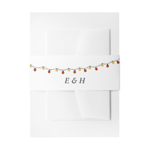 Bandeau De Faire-part Lumières à cordes modernes, Mariage rouge et or