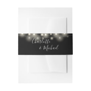 Bandeau De Faire-part Lumières de chaîne noires et blanches Texte de sig