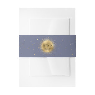 Bandeau De Faire-part lune d'or céleste minuit Mariage Belly Band