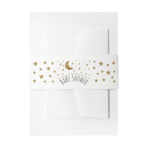 Bandeau De Faire-part Lune d'or et baby shower d'étoiles