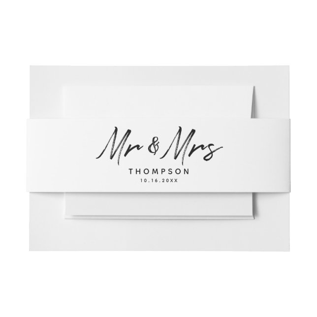 Bandeau De Faire-part M. & Mme Modern Black White Script Mariage (Devant Example)