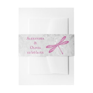 Bandeau De Faire-part Magenta Dragonfly Wedding Inviter Belly Band