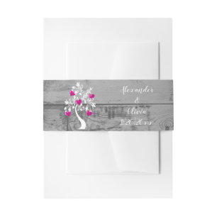 Bandeau De Faire-part Magenta Tree of Hearts Mariage Inviter Belly Band