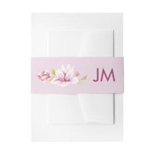 Bandeau De Faire-part Magnolias de printemps Monogramme Mariage floral