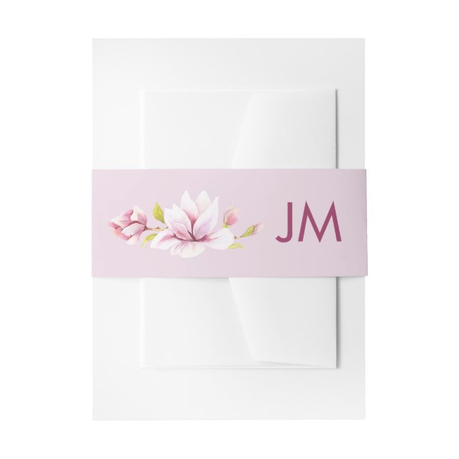 Bandeau De Faire-part Magnolias de printemps Monogramme Mariage floral (Devant example)