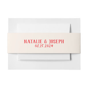 Bandeau De Faire-part Main rouge rétro Écrite à la main Mariage unique e