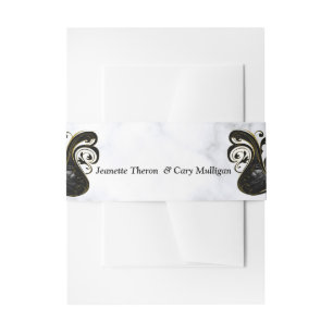 Bandeau De Faire-part Marbre blanc moderne Black Abstrait Belly Band