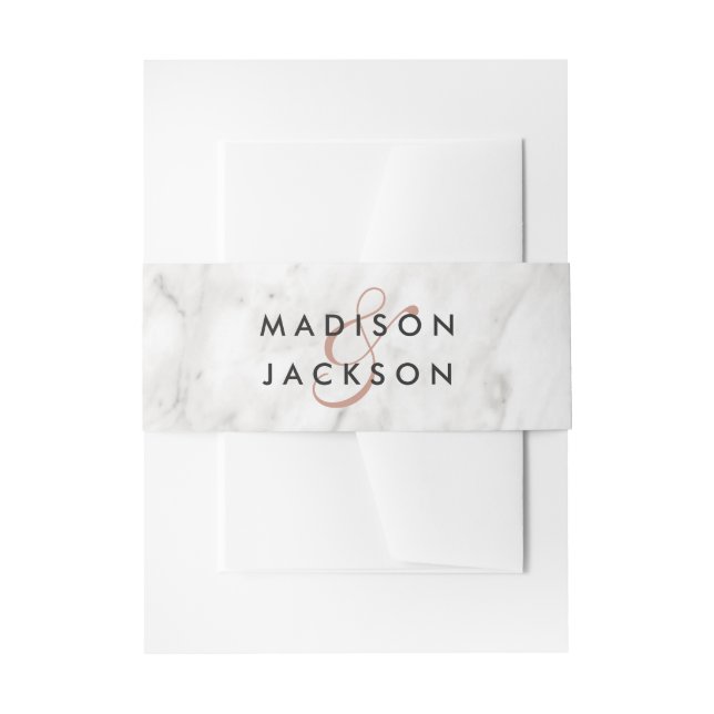 Bandeau De Faire-part Marbre blanc & Rose Gold Elegant Mariage Monogramm (Devant example)
