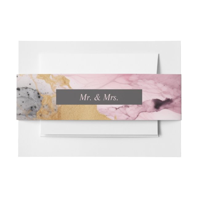Bandeau De Faire-part Marbré Dusty Rose Black Gold Abstrait (Devant Example)
