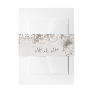 Bandeau De Faire-part Mariage à 3 fleurs blanches avec initiales