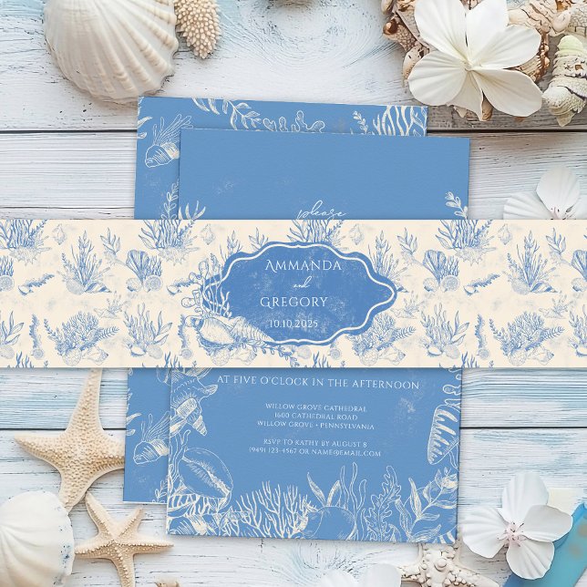 Bandeau De Faire-part Mariage à thème Blue Toile Ocean (Créateur téléchargé)