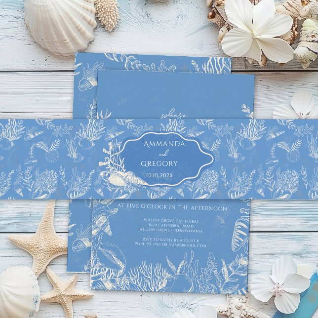 Bandeau De Faire-part Mariage à thème Blue Toile Ocean (Créateur téléchargé)
