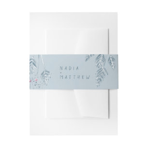 Bandeau De Faire-part Mariage aquarelle bleu croquis d'herbe et de baies