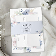 Mariage aquarelle florale bleu poussiéreux
