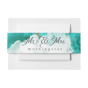 Bandeau De Faire-part MARIAGE   Aquarelle turquoise BarefootBride™