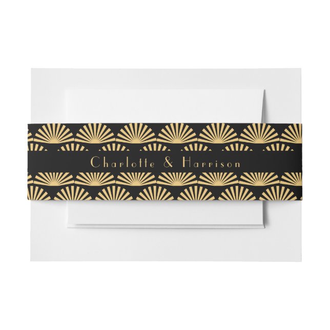 Bandeau De Faire-part Mariage Art Déco Classy Black Gold (Devant Example)