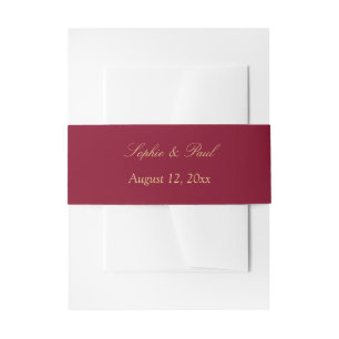 Bandeau De Faire-part Mariage beige doré bordeaux