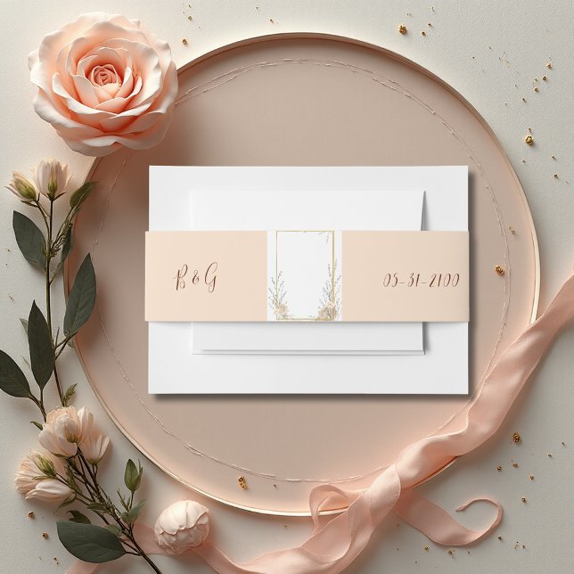 Bandeau De Faire-part Mariage beige floral rustique (Créateur téléchargé)