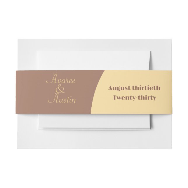 Bandeau De Faire-part Mariage Belly Band Mocha Mousse Arché (Devant Example)