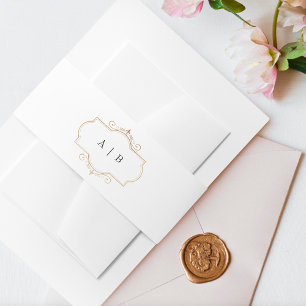 Bandeau De Faire-part mariage blanc noir en or formel