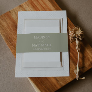 Bandeau De Faire-part Mariage blanc vert minimaliste