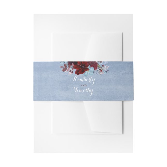 Bandeau De Faire-part Mariage bleu Bourgogne et Dusty (Devant example)
