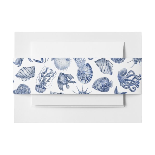 Bandeau De Faire-part Mariage Bleu Côté Mer (Devant Example)