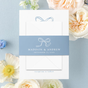 Bandeau De Faire-part Mariage Bleu Élégant à Ruban