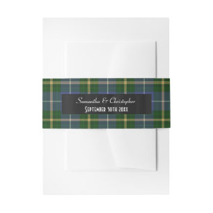 Bandeau De Faire-part Mariage bleu et vert tartan plaid