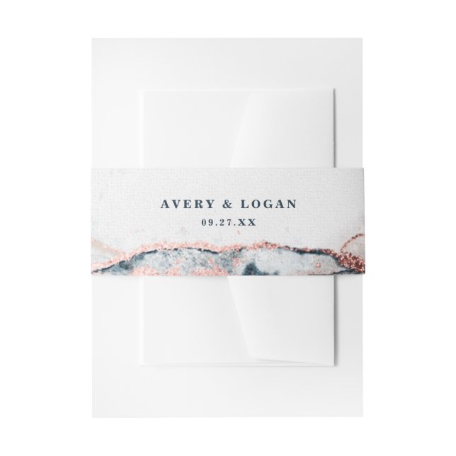 Bandeau De Faire-part Mariage bleu marine Abstrait moderne (Devant example)