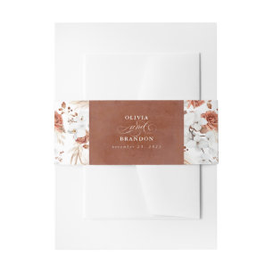 Bandeau De Faire-part Mariage Boho en terre cuite et fleurs blanches